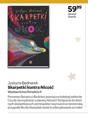 Książka Skarpetki kontra Nicość Justyna Bednarek oprawa twarda promocja w Dzień Dziecka