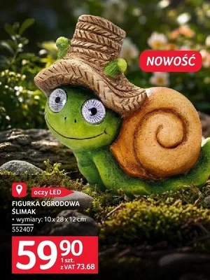 Figurka ogrodowa ślimak oczy LED 10 x 28 x 12 cm promocja w Selgros