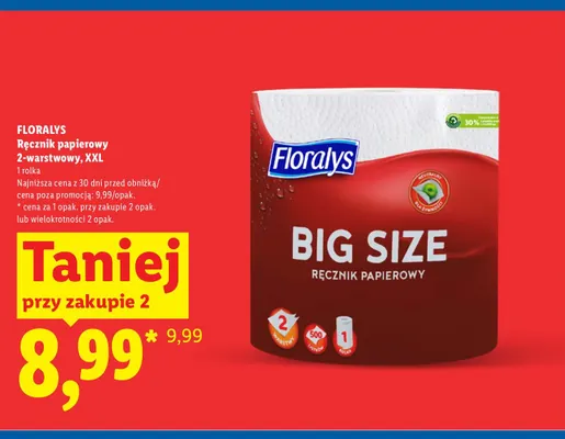 Ręcznik papierowy 2-warstwowy XXL Floralys promocja w Lidl