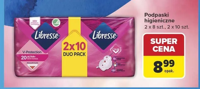 Podpaski higieniczne Libresse Duo Pack 2x8 szt. promocja w Carrefour