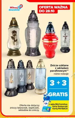 Znicze szklane z wkładem parafinowym promocja w Carrefour