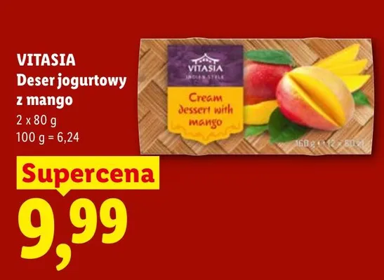 Deser jogurtowy z mango 2-pak Vitasia promocja w Lidl