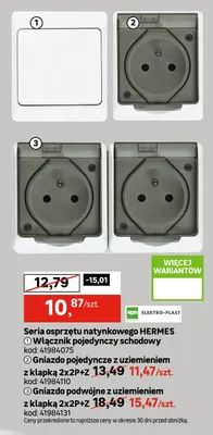Włącznik pojedynczy schodowy natynkowy Hermes Elektro-Plast promocja w Leroy Merlin