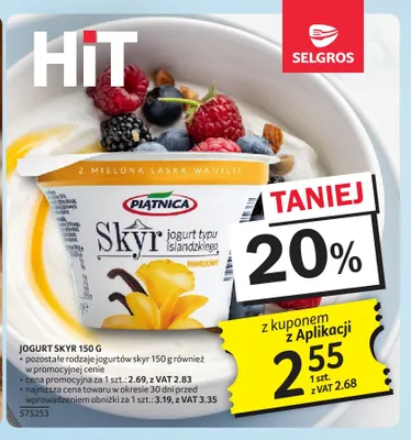 Jogurt Skyr waniliowy Piątnica promocja w Selgros