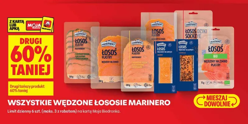 Łosoś wędzony na gorąco łagodny Marinero promocja w Biedronka