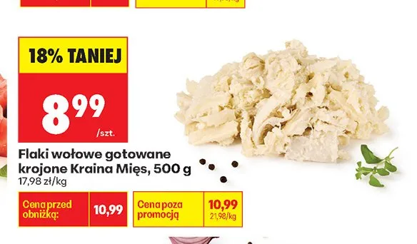 Flaki wołowe gotowane krojone Kraina Mięs promocja w Biedronka