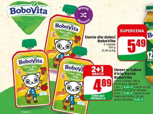 Deser w tubce Kicia Kocia BoboVita promocja w Dino
