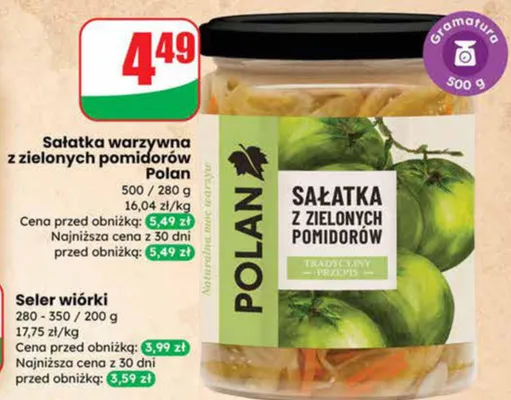 Sałatka warzywna z zielonych pomidorów Polan promocja w Dino