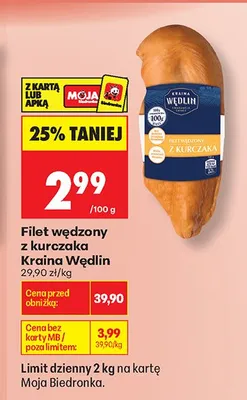 Filet wędzony z kurczaka Kraina Wędlin promocja w Biedronka