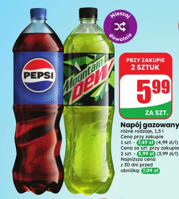 Napój gazowany Mountain Dew promocja w Dino
