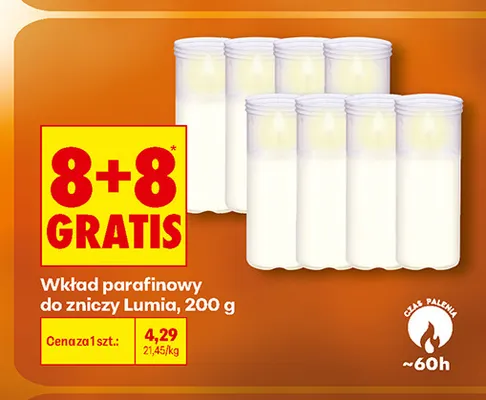 Wkład parafinowy do zniczy Lumia promocja w Biedronka