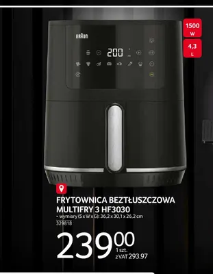 Frytownica beztłuszczowa Multifry 3 HF3030 Braun promocja w Selgros