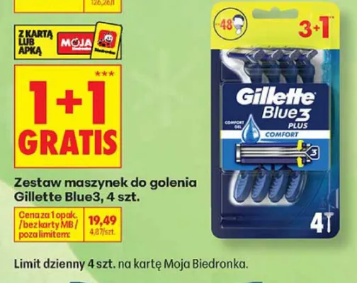 Maszynki do golenia Gillette Blue3 Plus Comfort 4-pak promocja w Biedronka