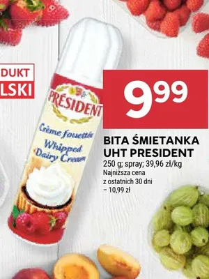 Bita śmietanka UHT President promocja w Stokrotka