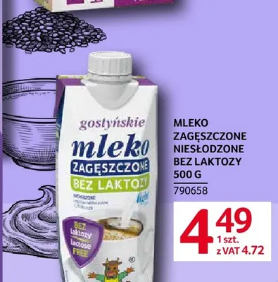 Mleko zagęszczone niesłodzone bez laktozy Gostyńskie promocja w Selgros