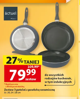 Zestaw 3 patelni z powłoką ceramiczną Actuel promocja w Auchan
