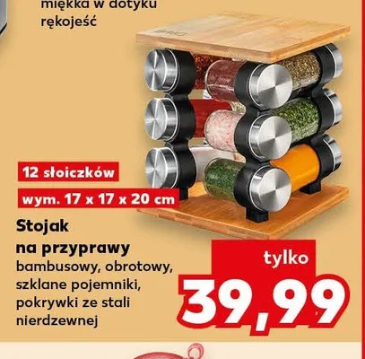 Stojak na przyprawy bambusowy SPICE & SOUL 12 słoiczków wym. 17x17x20cm promocja w Kaufland