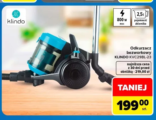 Odkurzacz bezworkowy Klindo promocja w Carrefour Market