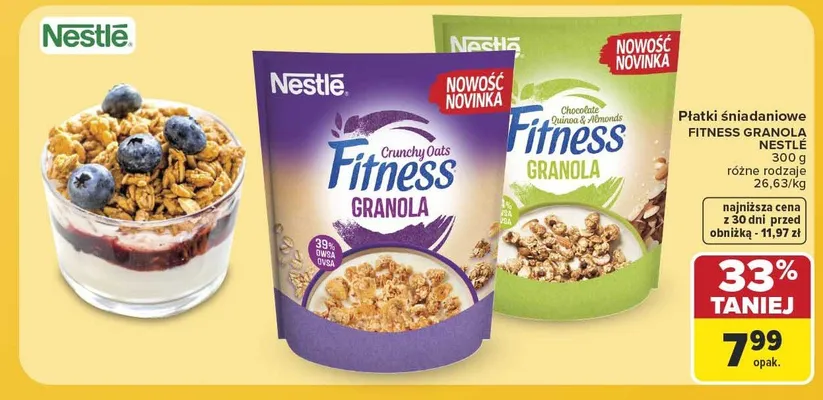 Płatki śniadaniowe Nestlé Fitness Granola Crunchy Oats promocja w Carrefour Market