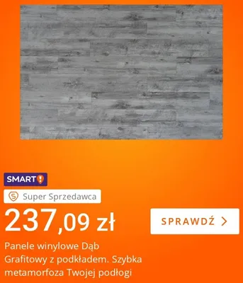Panele winylowe Dąb Grafitowy z podkładem promocja w Allegro