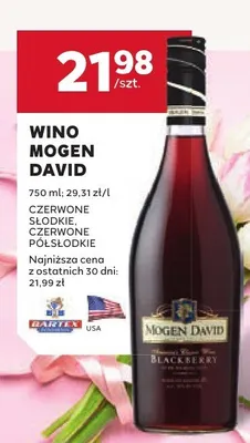 Wino Mogen David czerwone słodkie, czerwone półsłodkie promocja w Stokrotka