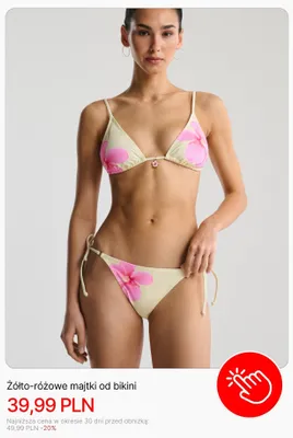 Żółto-różowe majtki od bikini Cropp promocja w Cropp