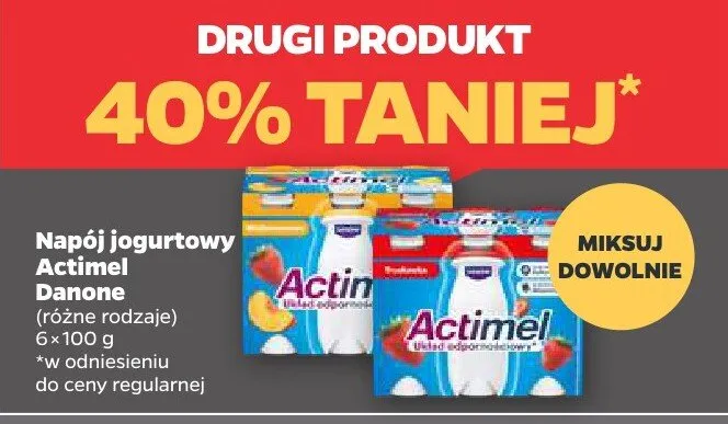 Napój jogurtowy Actimel Danone promocja w Netto