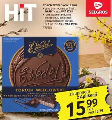 Czekolada Torcik Wedlowski 250g promocja w Selgros