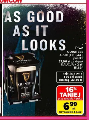 Piwo Guinness 4-pak promocja w Carrefour