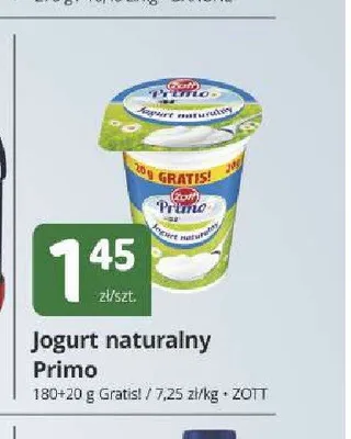 Jogurt naturalny Primo Zott promocja w Marketvita