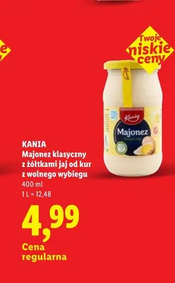 Majonez klasyczny z żółtkami jaj od kur z wolnego wybiegu Kania promocja w Lidl