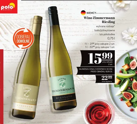 Wino Riesling białe/półwytrawne lub półsłodkie promocja w POLOmarket
