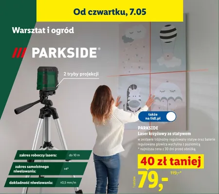 Laser krzyżowy ze statywem Parkside promocja w Lidl