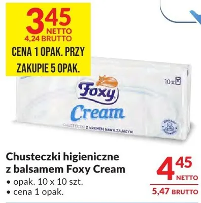 Chusteczki higieniczne z balsamem Foxy Cream promocja w Makro