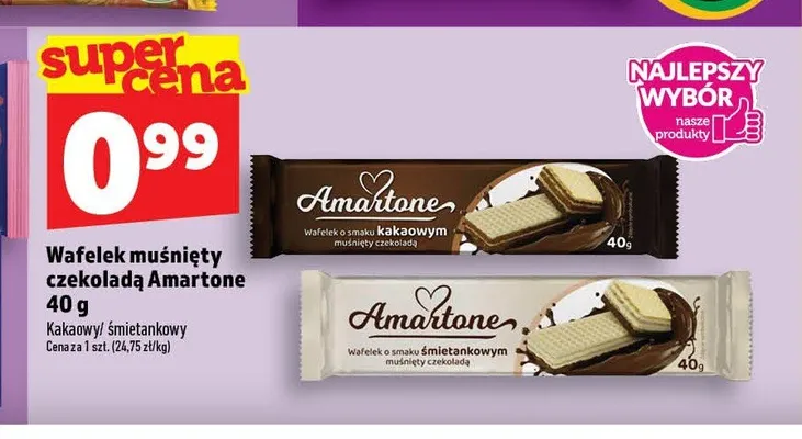 Wafelek muśnięty czekoladą Amartone śmietankowy promocja w TOPAZ