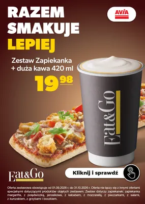 Zestaw zapiekanka + duża kawa Eat & Go 420 ml promocja w AVIA Stacje Paliw