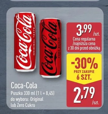 Napój gazowany Coca-Cola Zero Cukru promocja w Aldi