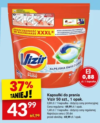 Kapsułki do prania Vizir All-in-1 PODS Alpejska Świeżość promocja w Twój Market