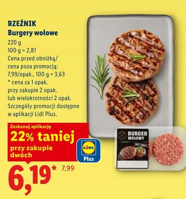 Burgery wołowe RZEŹNIK promocja w Lidl