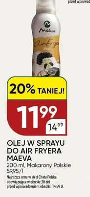 Olej rzepakowy w sprayu do air fryera Maeva promocja w Chata Polska