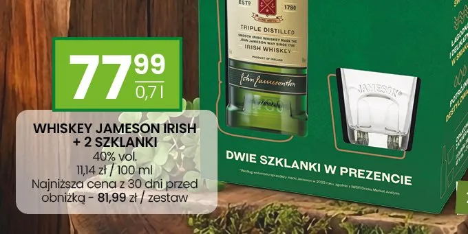 Whiskey Jameson Irish + 2 szklanki promocja w Twój Market