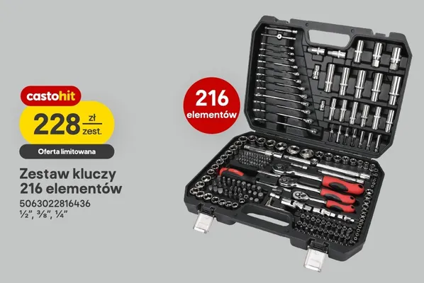 Zestaw kluczy 216 elementów Forge Steel promocja w Castorama