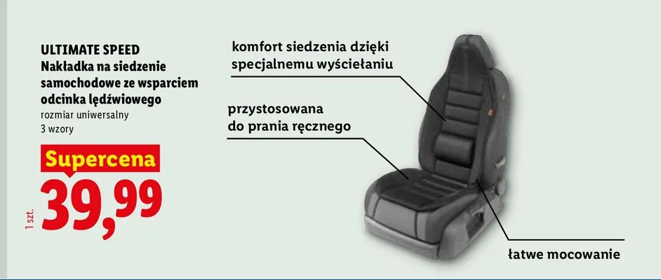 Nakładka na siedzenie samochodowe ze wsparciem odcinka lędźwiowego Ultimate Speed promocja w Lidl