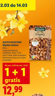 Migdały łuskane 200 g 1+1 GRATIS promocja w Lidl