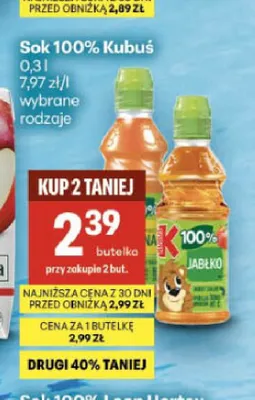 Sok Kubuś 100% promocja w Delikatesy Centrum