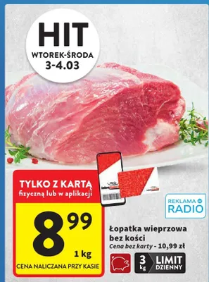 Łopatka wieprzowa bez kości promocja w Intermarche