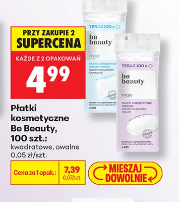 Płatki kosmetyczne kwadratowe Be Beauty promocja w Biedronka