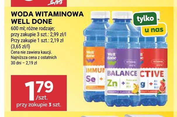 Woda witaminowa Well Done Active promocja w Stokrotka