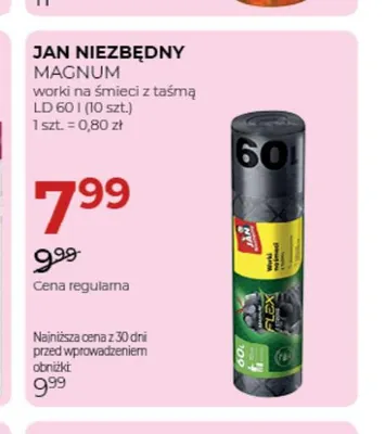 Worki na śmieci z taśmą LD 60 l Magnum Jan Niezbędny promocja w Drogerie Jawa