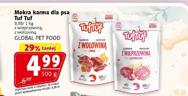 Mokra karma dla psa Tuf Tuf z wieprzowiną promocja w Prim Market